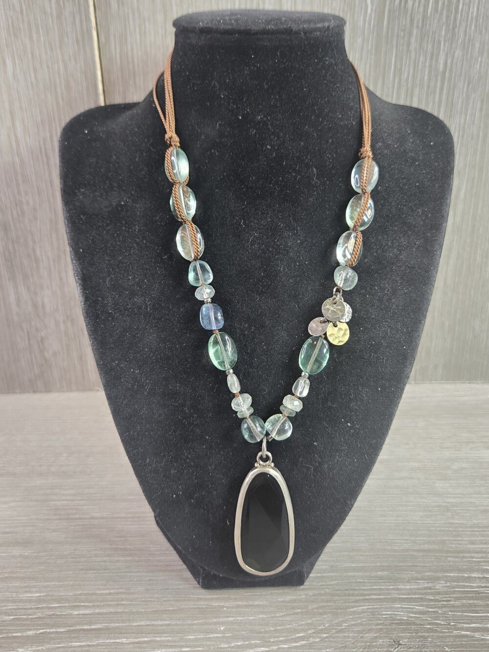 SILPADA N1824 Sterling 925 Green Glass Pendant Necklace Quartz Fluorite